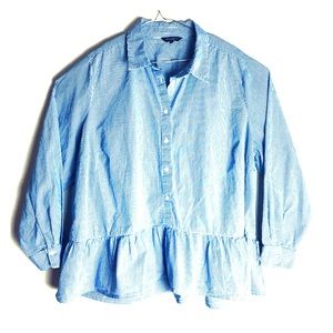 Hannah Blue/White Striped Blouse. Plus Size 2X